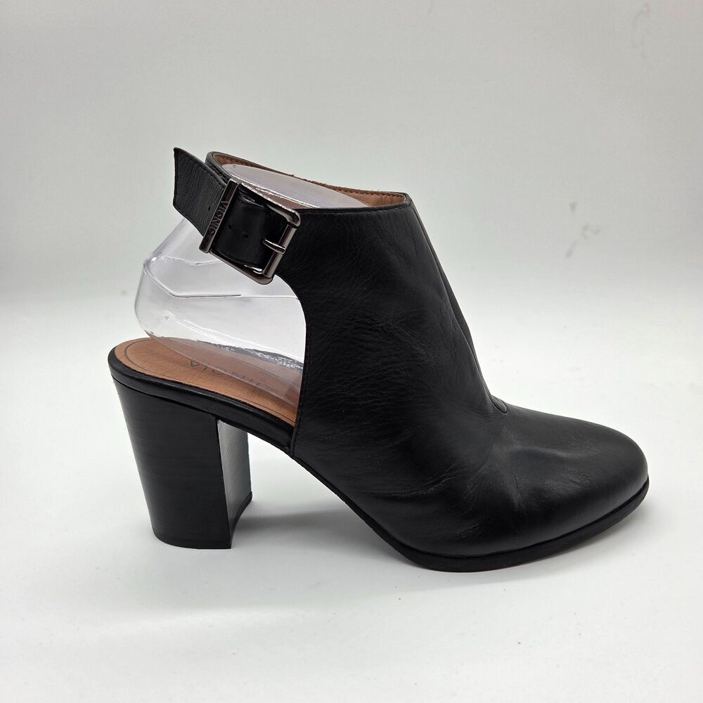 Vionic Lacey Ankle Booties Slingback Heels Leather Black Size 9
